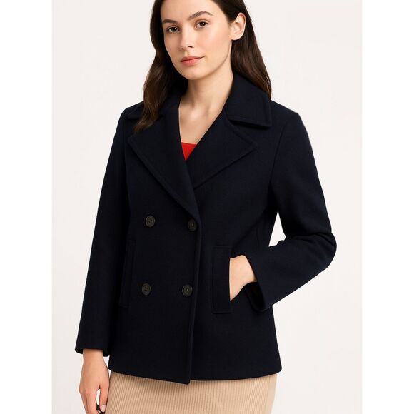 Vintage SBI by Bitterman Wool Peacoat Navy Blue Red Lining Size 5-6 Yugoslavia - Picture 3 of 12